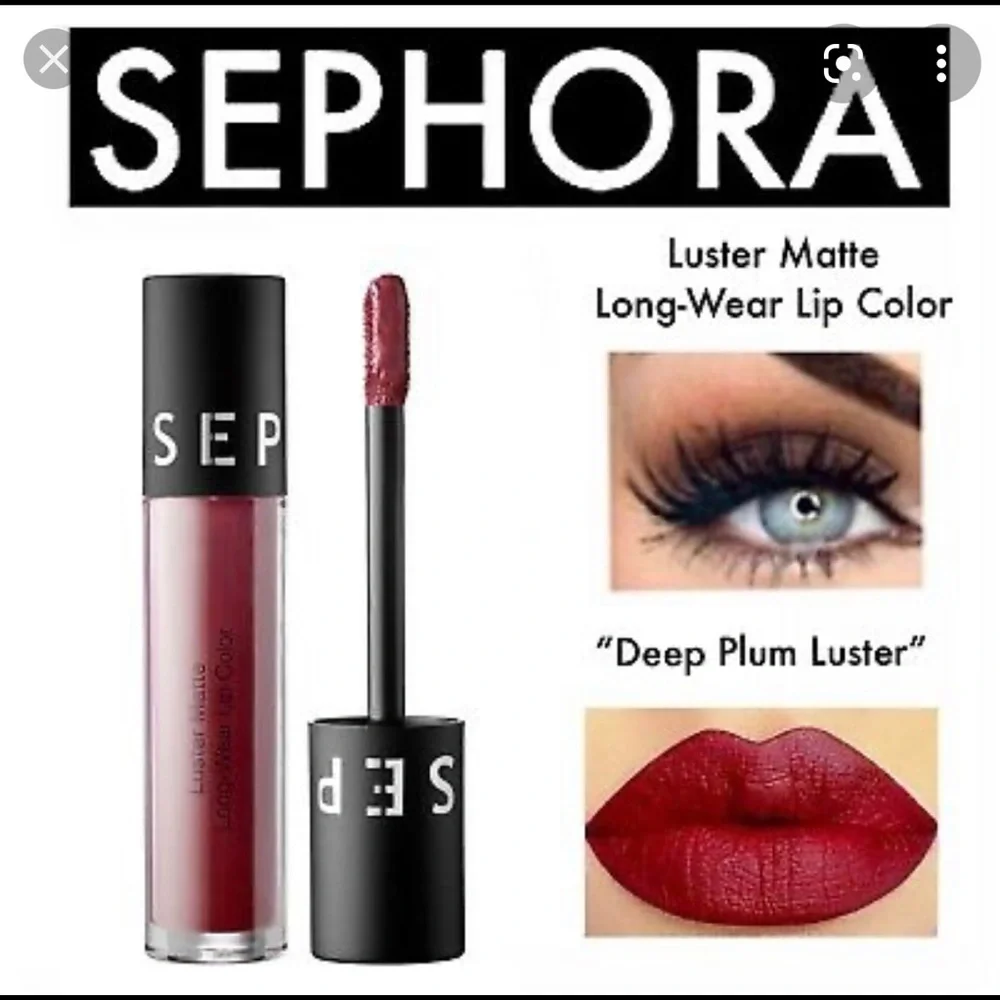 SEPHORA โDEEP PLUM LUSTERโ RED/PURPLE MATTE LONG-WEAR LIPSTICK - Picture 1 of 7